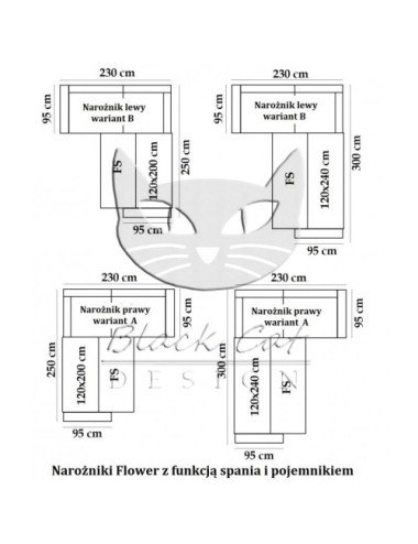 Klasyczny narożnik z funkcją spania - Flower