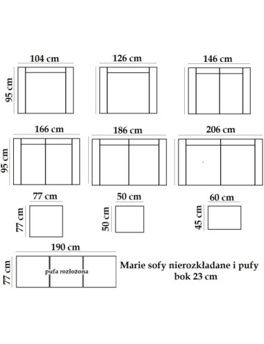 Marie 166 - szara klasyczna sofa