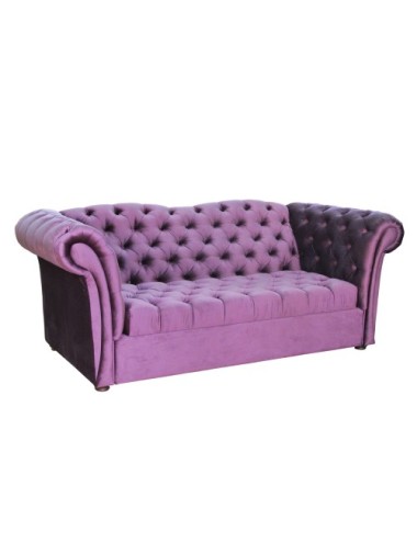 Pikowana wrzosowa sofa Chesterfield Wave 204