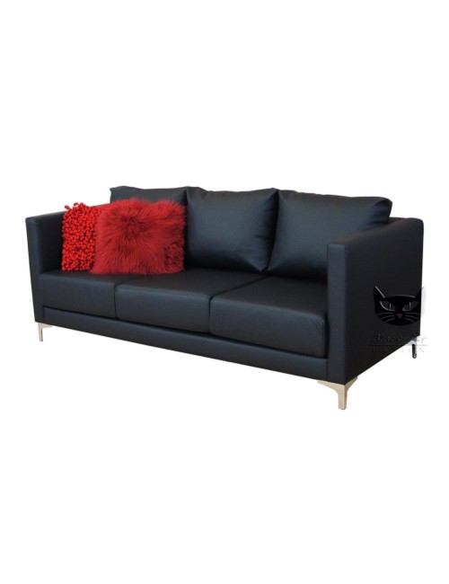 Czarna sofa w stylu New York Adonis 200 cm