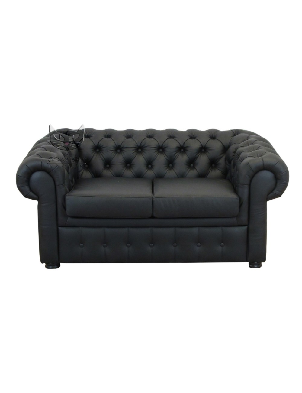 Czarna skórzana sofa Chesterfield 170