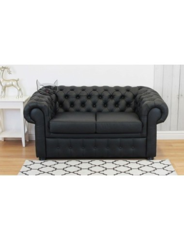 Czarna skórzana sofa Chesterfield 170