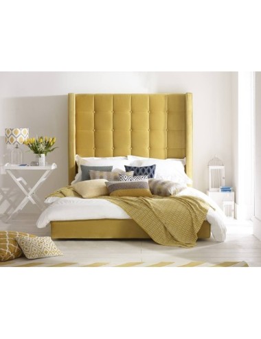 Comma - łóżko ze schowkiem i wysokim dekoracyjnym wezgłowiem