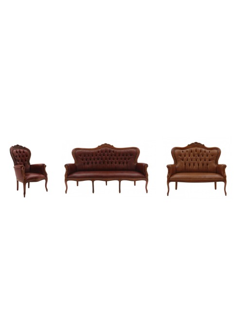 Foglia - włoski zestaw w skórze dwie sofy i fotel