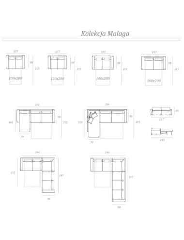Sofa włoska z funkcją spania codziennego Malaga 208 + pojemniki