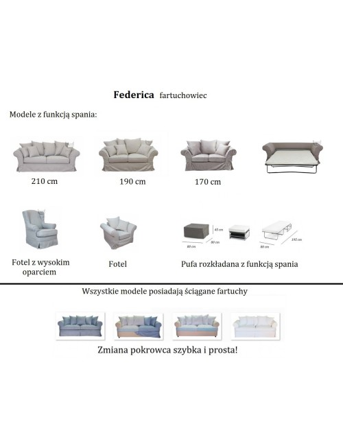 Kanapa ze ściąganym pokrowcem - Federica 210